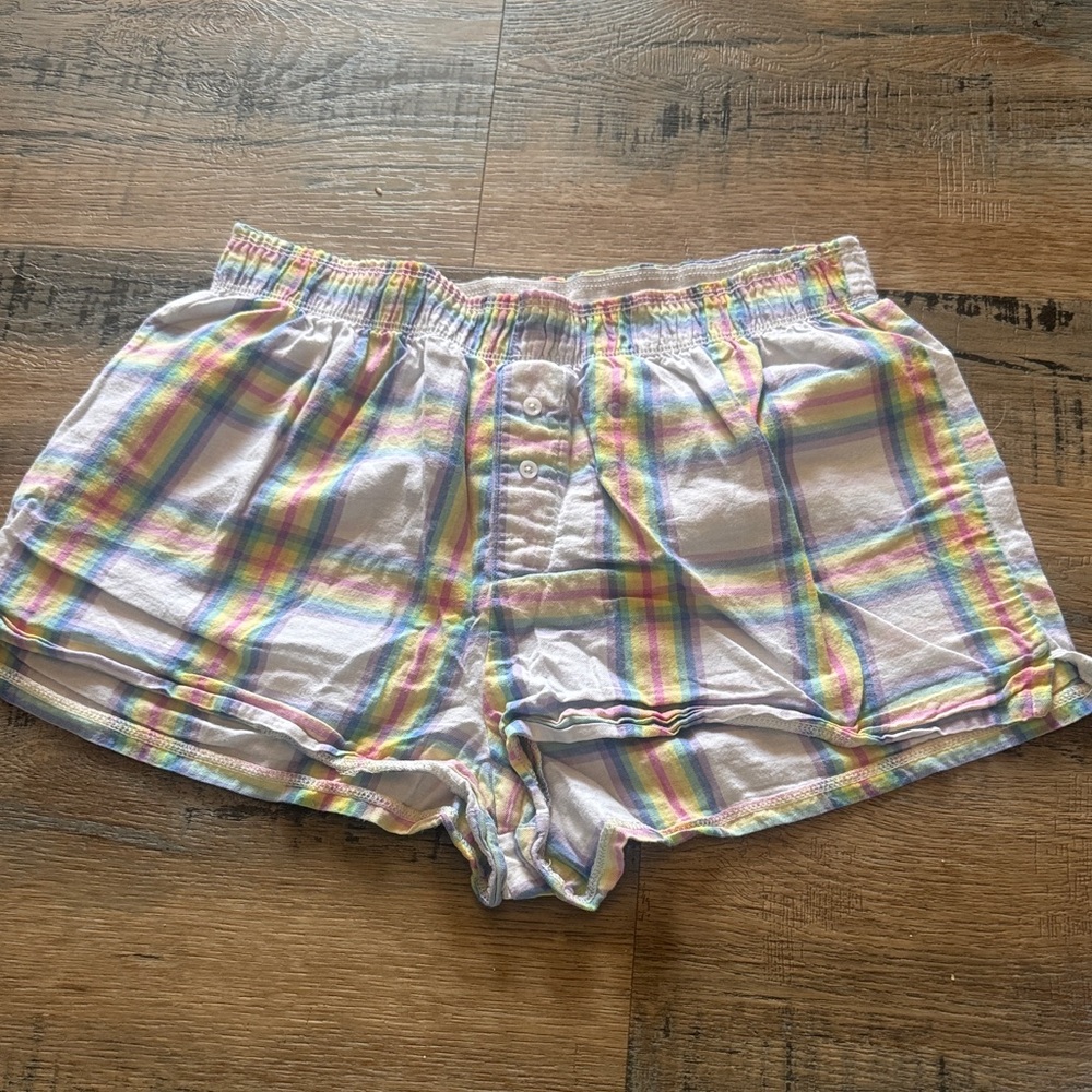 Women’s Pastel Plaid Cotton Lounge Shorts
